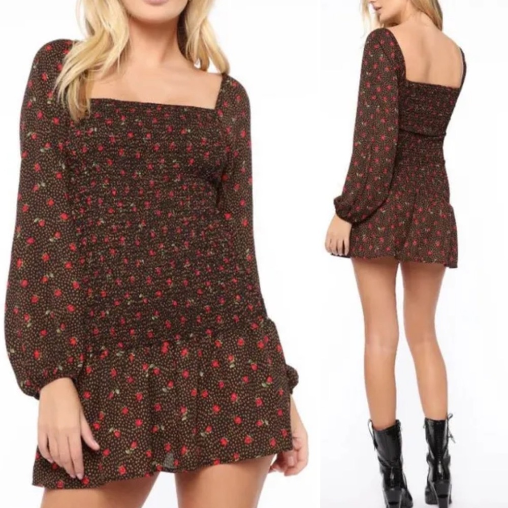 Emory Park Floral Polka Dot Smocked Dress